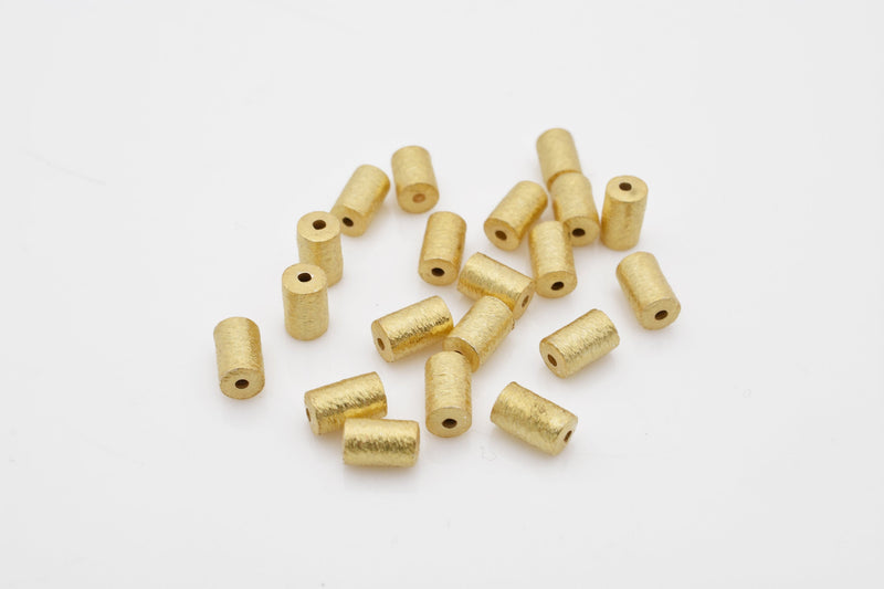 Gold Brushed Barrel Cylinder Drum  Beads For Jewelry Makings