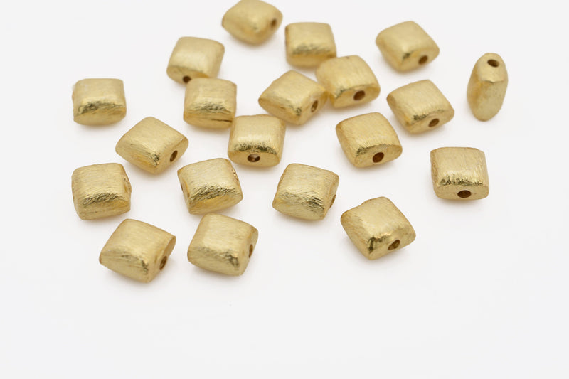 Gold Plated 6mm Square Cushion Spacer Beads