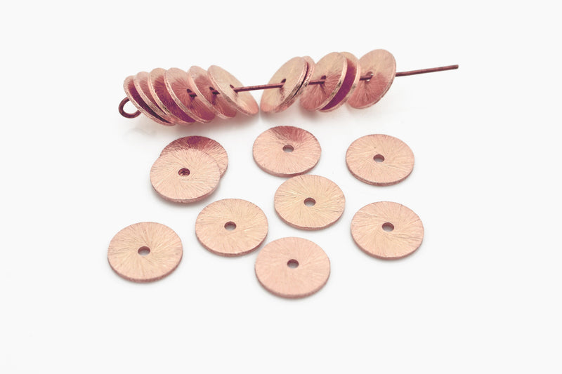 Rose Gold Brushed Flat Spacers Heishi Disc Beads For Jewelry Makings 