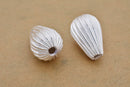 Silver Plated 25mm Corrugated Tear Drop Spacer Beads