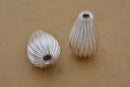 Silver Plated 25mm Corrugated Tear Drop Spacer Beads