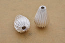 Silver Plated 25mm Corrugated Tear Drop Spacer Beads