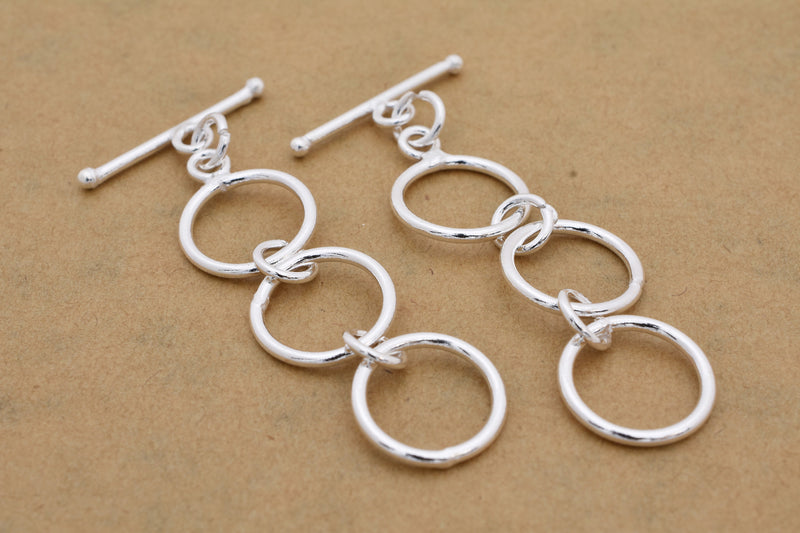 3 Rings Silver Toggle Clasps For Jewelry Makings