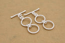 2 Rings Silver Twisted Toggle Clasps For Jewelry Makings