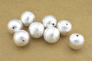 Silver Round Brushed Ball Beads For Jewelry Makings 