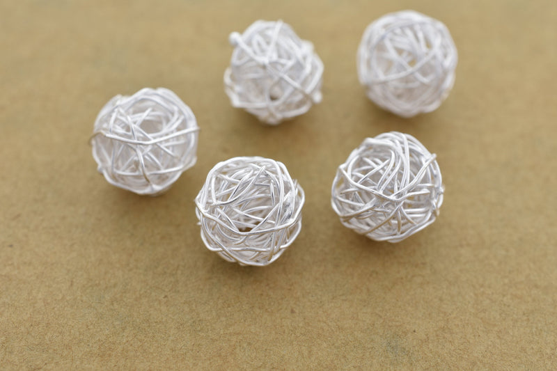 Silver Wire Round Ball Beads For Jewelry Makings 