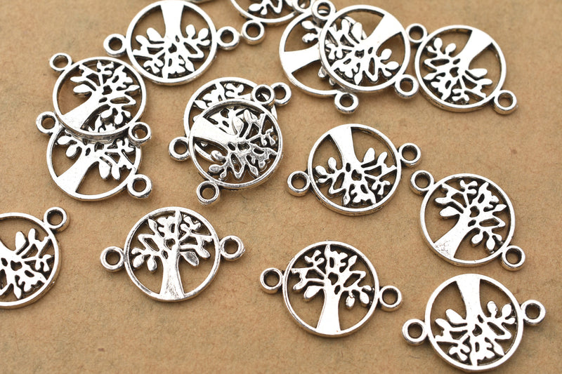 Silver Tree Of Life Connector Charms For Jewelry Makings 