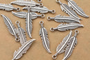 Antique Silver Feather Pendant Charms For Jewelry Makings 