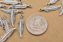 Antique Silver Plated Feather Charms - 27x6mm
