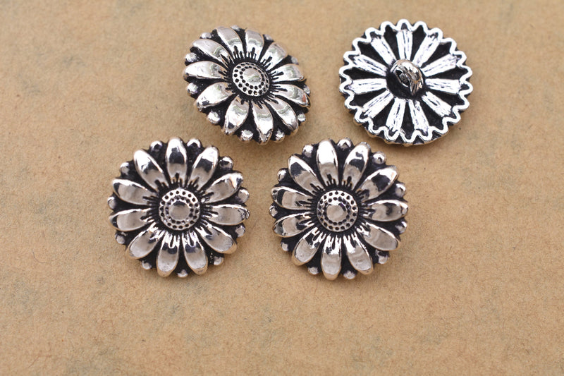 Antique Silver Flower Button Clasps For Jewelry Makings 
