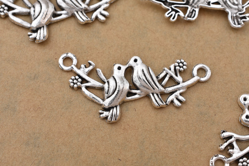 Antique Silver Love Birds Pendant Charms For Jewelry Makings 