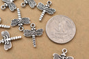 Antique Silver Plated Dragonfly Charms - 20mm
