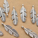 Antique Silver Feather Charms For Jewelry Makings
