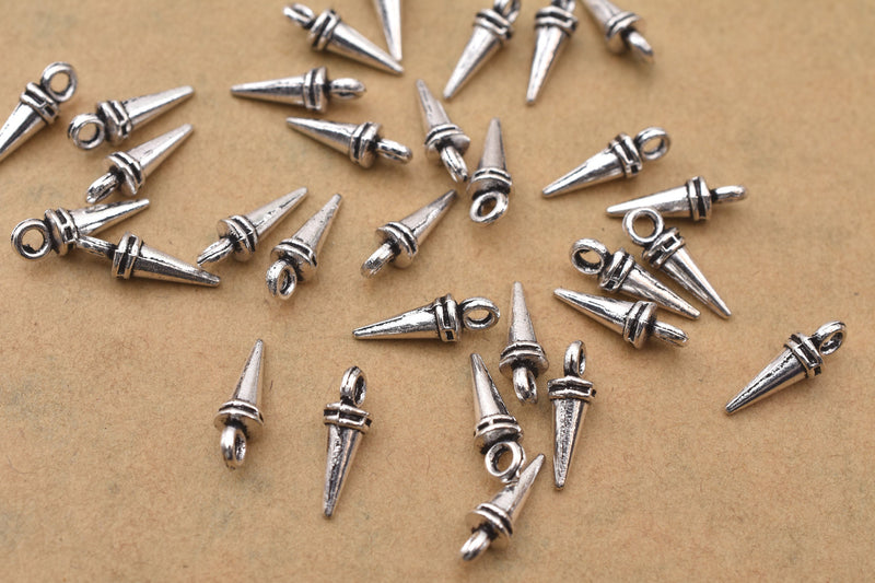 Antique Silver Spike Pendant Charms For Jewelry Makings