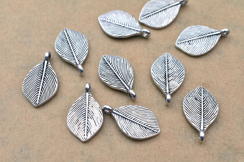 Antique Silver Leaf Pendant Charms For Jewelry Makings 