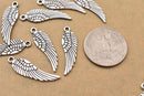 Antique Silver Plated Wing Charms - 30mm
