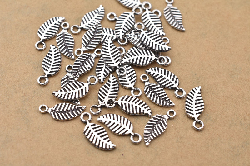 Antique Silver Leaf  Pendant Charms For Jewelry Makings 