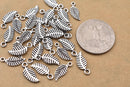 Antique Silver Plated Leaf Charms - 14x6mm