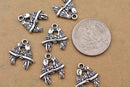 Antique Silver Plated Love Birds on Branch Charms