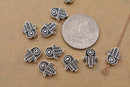 Antique Silver Plated Hamsa Hand Evil Eye Bead Charms
