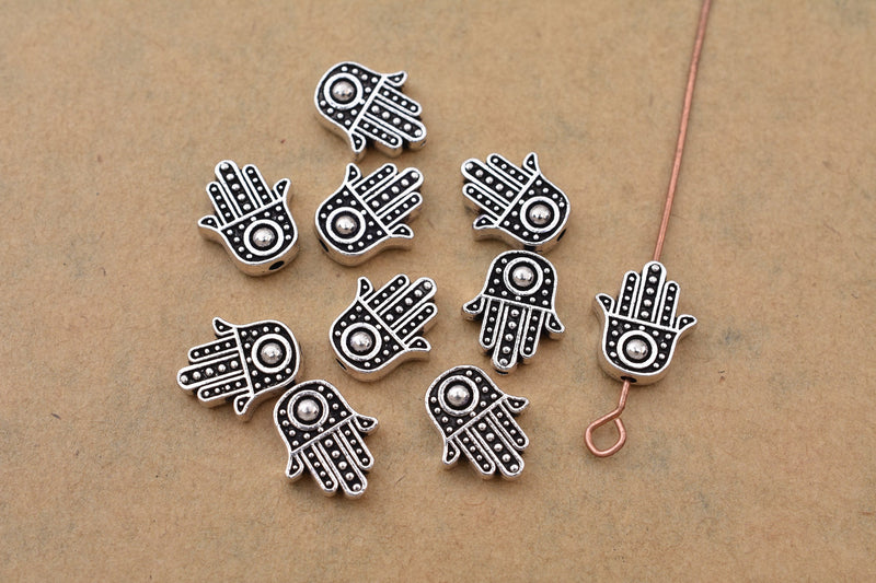 Antique Silver Hamsa Hand Pendant Charms Beads For Jewelry Makings