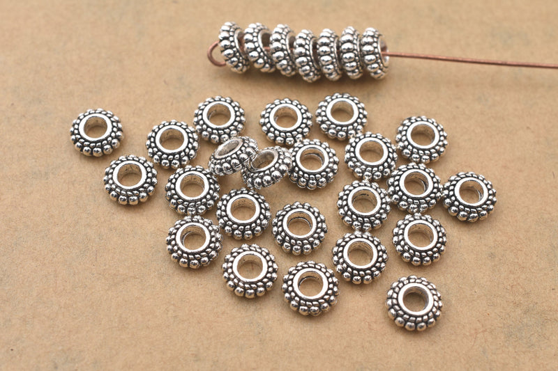 Silver Granulated Bali Antique Spacer Beads For Jewelry Makings 