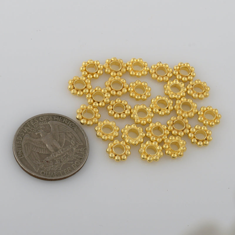 8mm Gold Plated Daisy Heishi Spacer Beads