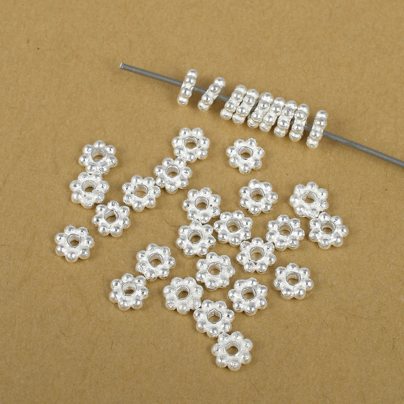 6mm Silver Daisy Spacers Beads For Jewelry Makings 