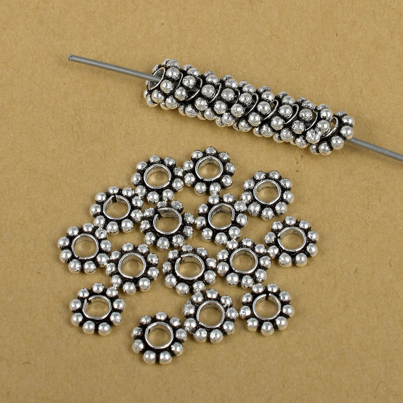 8mm Antique Silver Plated Daisy Heishi Spacer Beads