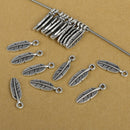 Antique Silver Feather Pendant Charms For Jewelry Makings 