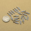Antique Silver Plated Feather Charms - 19x5 mm