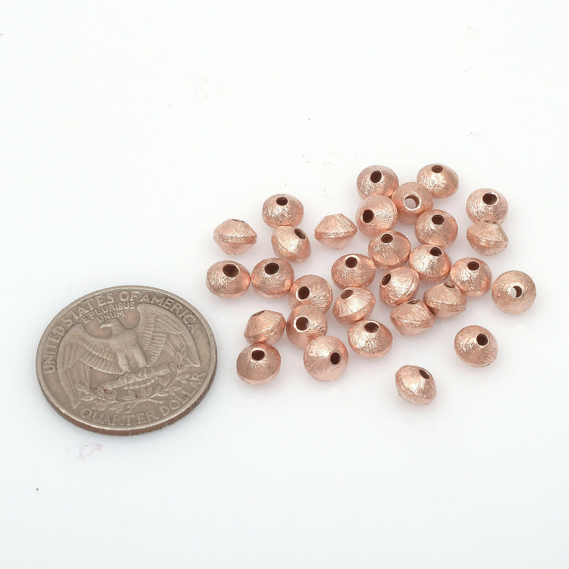 Rose Gold Plated 6mm Bi-cone Saucer Spacer Beads