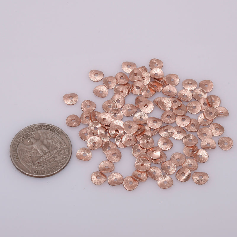 Rose Gold Plated Wavy Disc Spacer Beads - 6mm