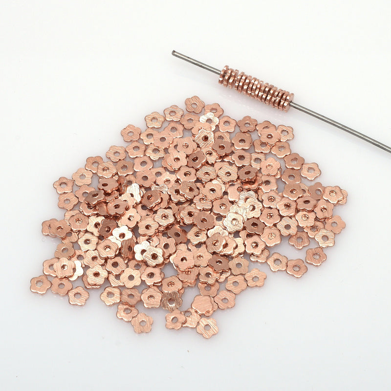 Rose Gold Floral Brushed  Spacers Wavy Heishi Disc Beads For Jewelry Makings