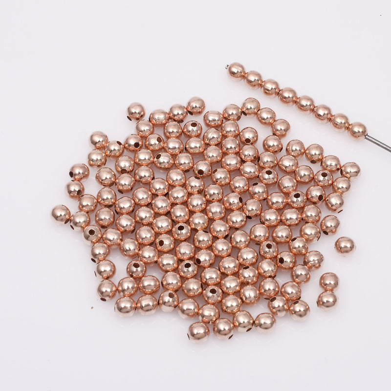 Rose Gold Shiny Ball Round Spacer Beads For Jewelry Makings 