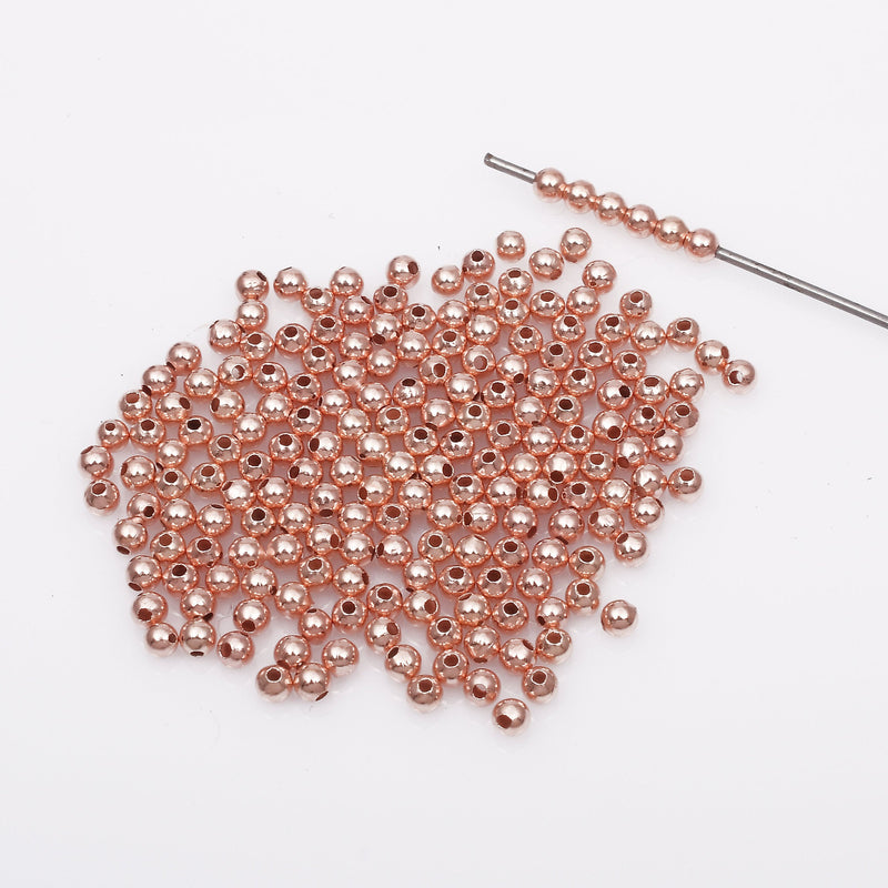 Rose Gold Shiny Round Ball Spacer Beads For Jewelry Makings 