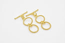 2 Rings Gold Twisted Toggle Clasps For Jewelry Makings 