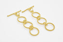 3 Rings Gold Twisted Toggle Clasps For Jewelry Makings