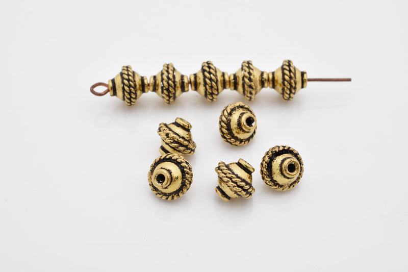 8mm Antique Gold Plated Bali Spacer Beads