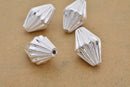 Silver Plated 21mm Corrugated Bi-cone Spacer Beads