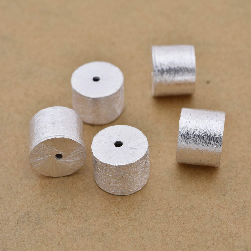 Silver Brushed Spacers Barrel Cylinder drum Beads For Jewelry Makings 