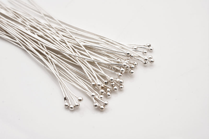 3 Inch Silver Plated 24 AWG Ball Head Pins