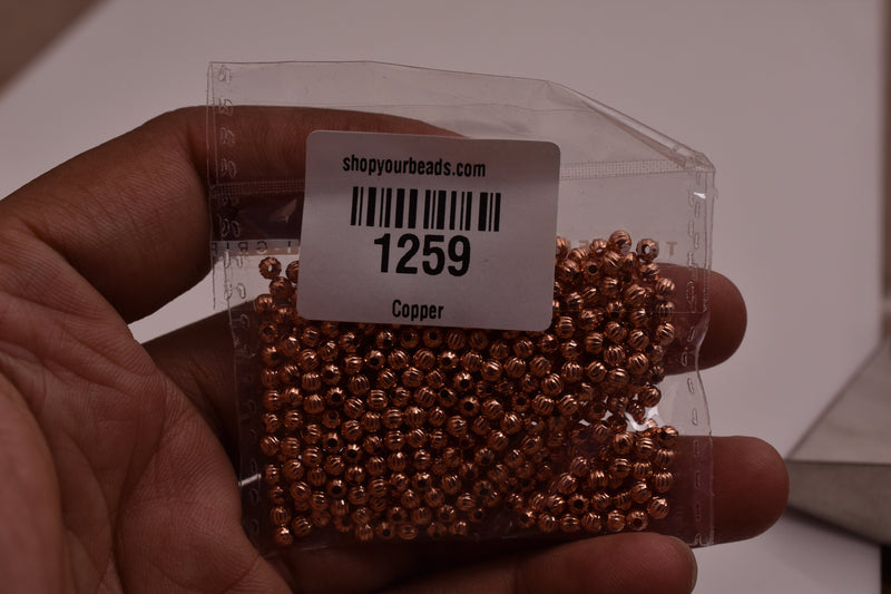 Copper 3mm Corrugated Ball Spacer Beads