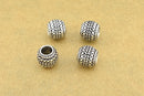 Antique Silver Plated Bali Barrel Beads - 7x8mm