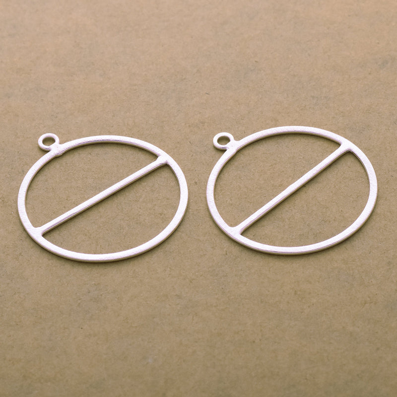 Silver Plated Round Earring Connector Charms