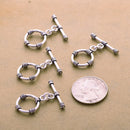 Antique Silver Plated Toggle T Bar Rope Bali Clasps - 17mm