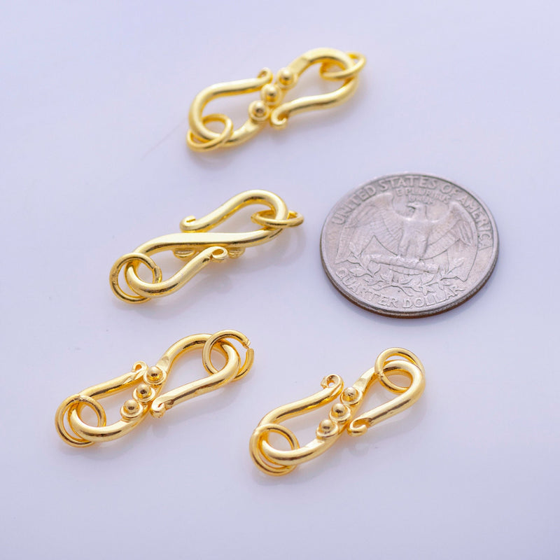Gold Plated Bali S Hooks Clasps - 32mm
