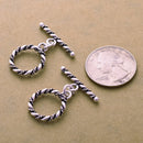 Antique Silver Plated Twisted Toggle T Bar Clasps