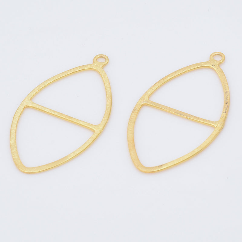 Gold Plated Marquise Earring Connector Charms