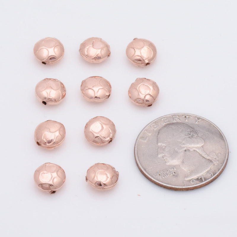Rose Gold Plated 8mm Hammered Saucer Spacer Beads